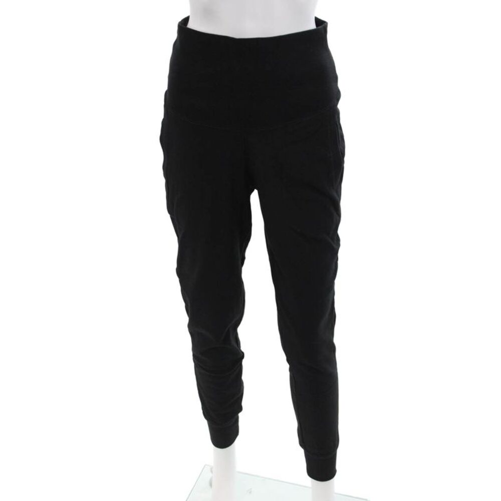 Plush Womens Maternity Fold Over Joggers - Black Size XS